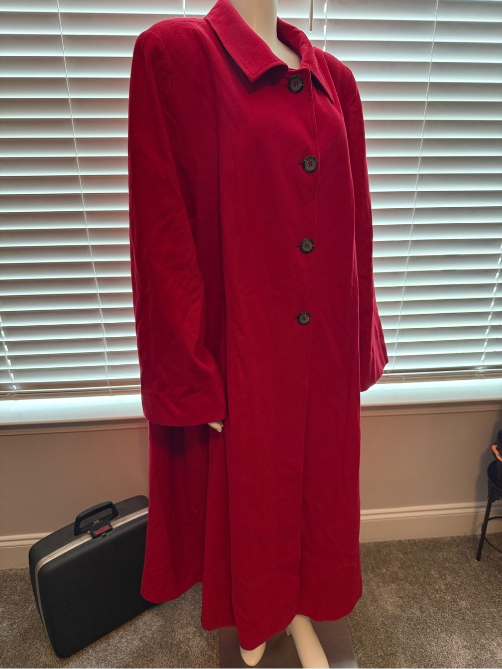 Harve Benard Women’s Red Long Trench Coat Wool & Viscose Jacket Size 26W